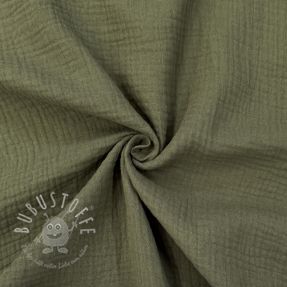 Double gauze/musselin dark moss green ORGANIC