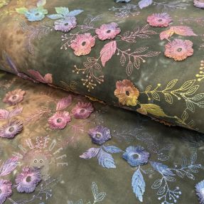 Baumwollstoff TIE DYE EMBROIDERY Poppy design N