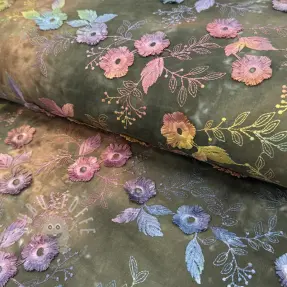 Baumwollstoff TIE DYE EMBROIDERY Poppy design N