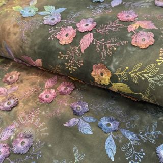 Baumwollstoff TIE DYE EMBROIDERY Poppy design N