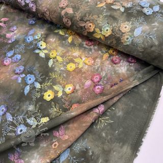 Baumwollstoff TIE DYE EMBROIDERY Poppy design N