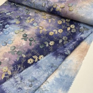 Baumwollstoff TIE DYE EMBROIDERY Poppy design T