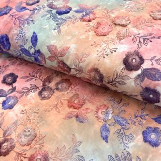 Baumwollstoff TIE DYE EMBROIDERY Poppy design R