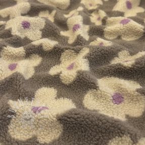 Mantelstoff TEDDY JACQUARD Flowers taupe/beige
