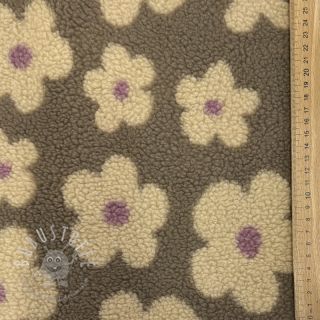 Mantelstoff TEDDY JACQUARD Flowers taupe/beige