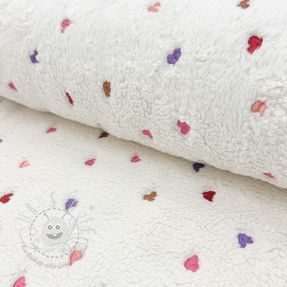 Mantelstoff TEDDY Tossed hearts multi