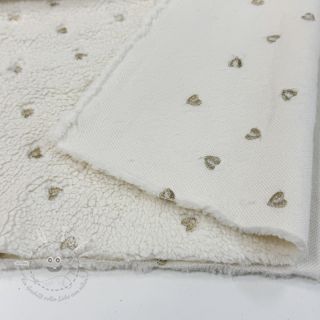 Mantelstoff TEDDY Tossed hearts gold