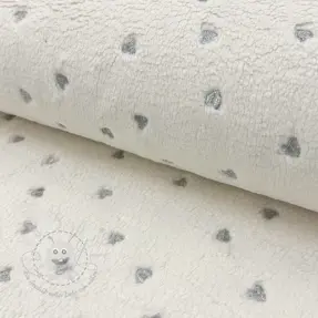 Mantelstoff TEDDY Tossed hearts silver