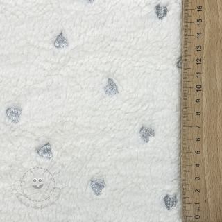 Mantelstoff TEDDY Tossed hearts silver