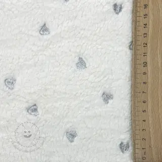 Mantelstoff TEDDY Tossed hearts silver