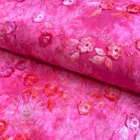 Baumwollstoff TIE DYE EMBROIDERY Poppy design U