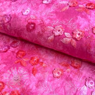 Baumwollstoff TIE DYE EMBROIDERY Poppy design U