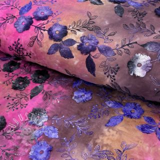 Baumwollstoff TIE DYE EMBROIDERY Poppy design A