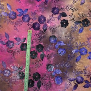 Baumwollstoff TIE DYE EMBROIDERY Poppy design A