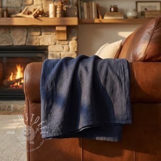 Leinenstoff gewaschen STONEWASHED PREMIUM marine