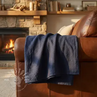 Leinenstoff gewaschen STONEWASHED PREMIUM marine
