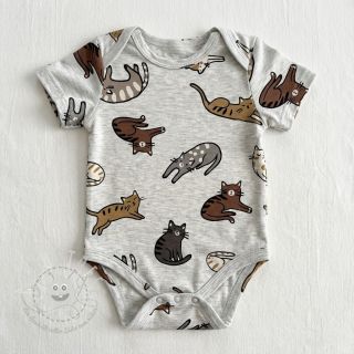 Jersey Lazy cats ecru melange