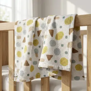 Waffelstoff Shapes yellow digital print