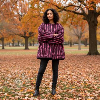 Steppstoffe VELVET Stripes cerise