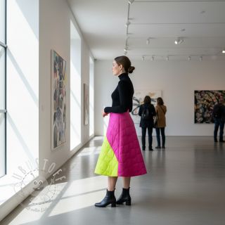 Steppstoffe Graphic square pink lime