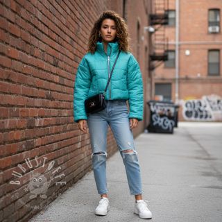 Steppstoffe Graphic square cyan cerise