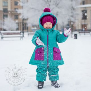 Steppstoffe Graphic square cyan cerise