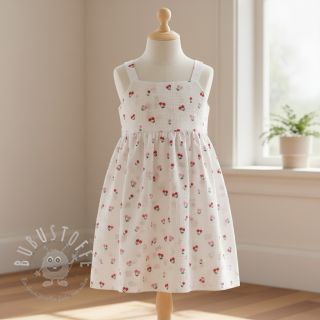 Double gauze/musselin Fruits cherry white