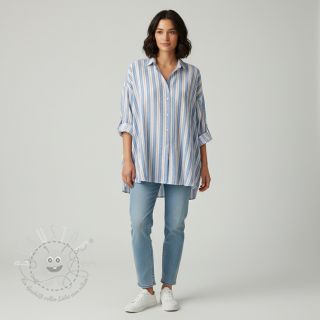 Double gauze/musselin YARN DYED Line blue