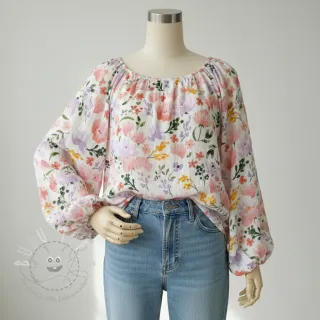 Double gauze/musselin Big summer flowers digital print