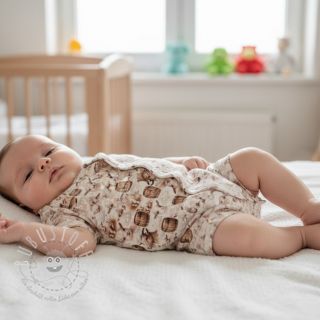 Double gauze/musselin Little farm animals design D digital print