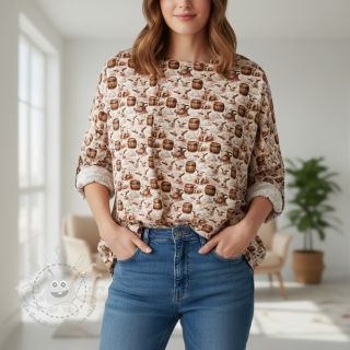 Double gauze/musselin Little farm animals design D digital print