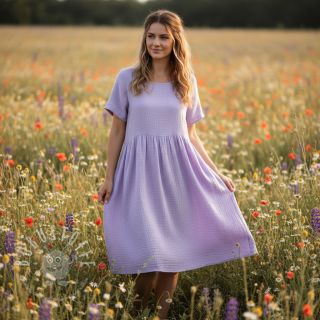 Double gauze/musselin bright violet ORGANIC