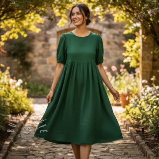 Double gauze/musselin dark green ORGANIC