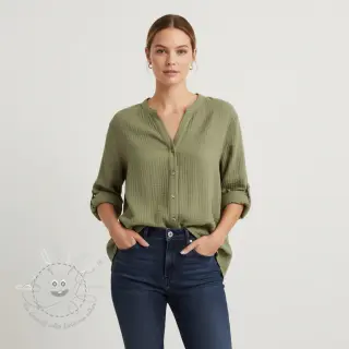 Double gauze/musselin moss green ORGANIC