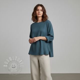 Double gauze/muslin indigo ORGANIC