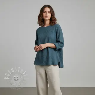 Double gauze/muslin indigo ORGANIC