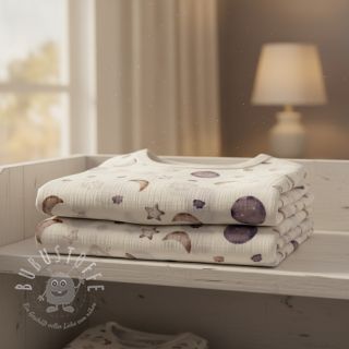 Double gauze/musselin Moon white digital print ORGANIC