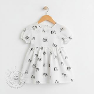 Double gauze/musselin Penguin white digital print ORGANIC