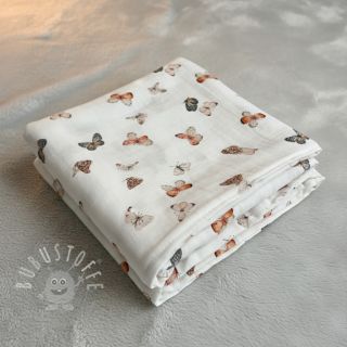 Double gauze/musselin Butterflies white digital print