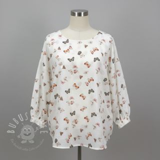 Double gauze/musselin Butterflies white digital print