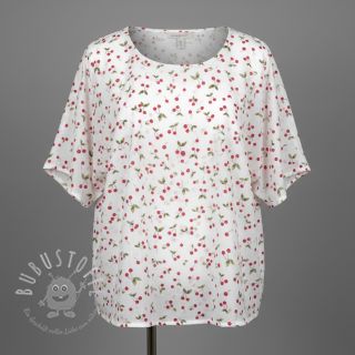 Double gauze/musselin Cherries white digital print