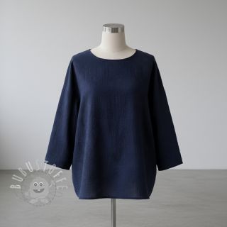 Double gauze/musselin EMBROIDERY Flowers navy