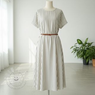 Double gauze/musselin YARN DYED Thin strip navy