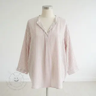 Double gauze/musselin YARN DYED Thin strip mauve