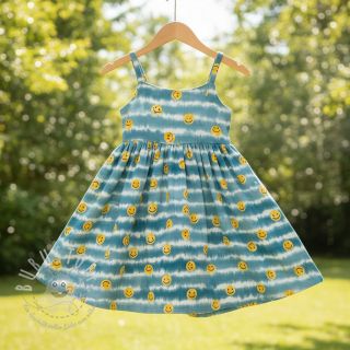 Double gauze/musselin Happy faces jeans digital print