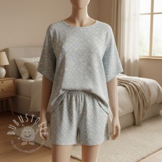 Double gauze/musselin JACQUARD Dots light blue