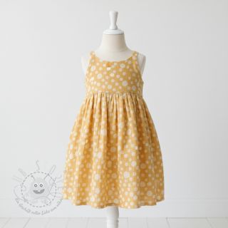 Double gauze/musselin JACQUARD Dots dark yellow