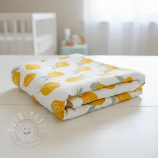 Double gauze/musselin Lemons white