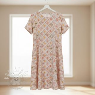 Double gauze/musselin Geo watercolour mauve digital print