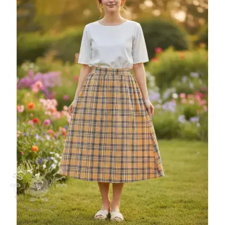 Double gauze/musselin Double sided CHECKS multicolour brown